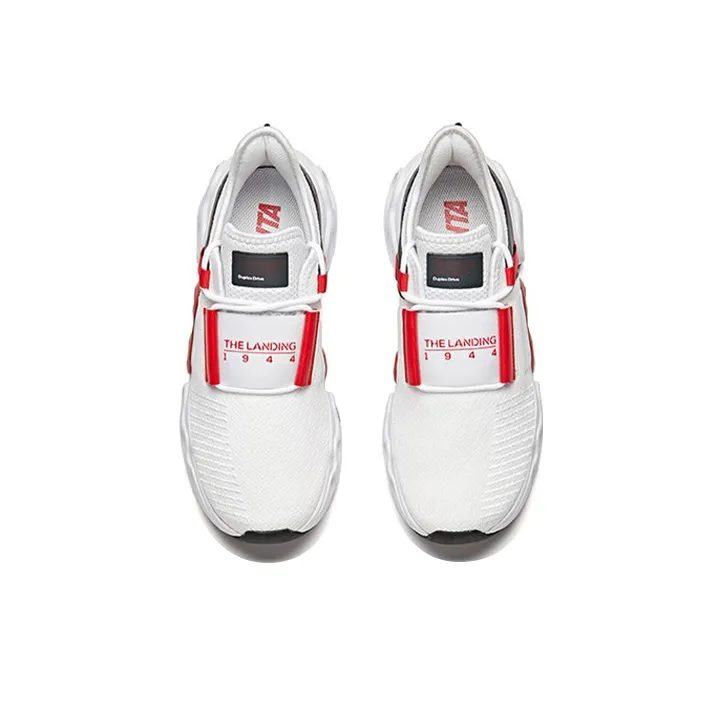 Anta Cushioned Slip-Resistant Abrasion-Resistant Breathable Low-Top Running Shoes Men's White Gray Red-3