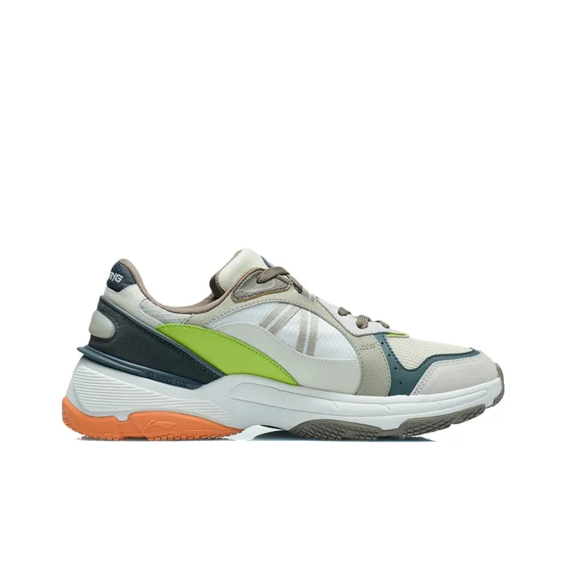 LiNing Dating Reflective Support Low Top Running Shoes Men's Gray White-1