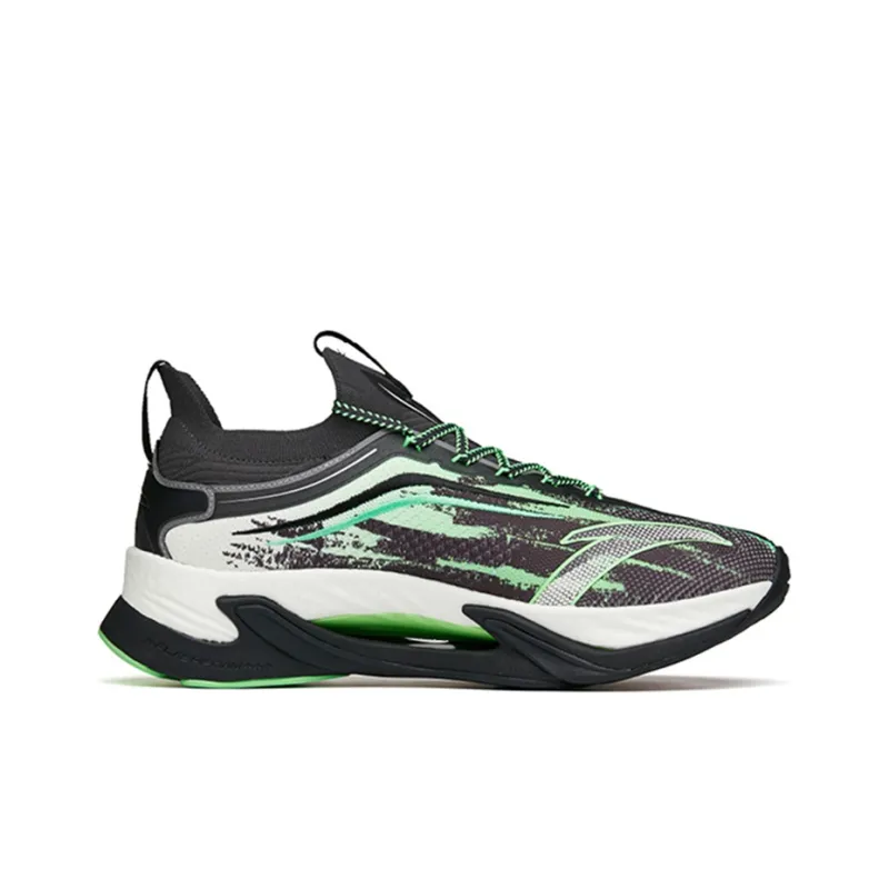 Anta Running Collection Cushioned Anti Slip And Wear Resistant Lightweight Low Top Running Shoes Men's Gray Green White-1