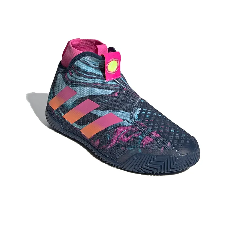 Adidas Stycon Laceless Hardcourt Cushioning Anti-Slip And Wear-Resistant Mid-Top Tennis Shoes Men's Marine Blue-2
