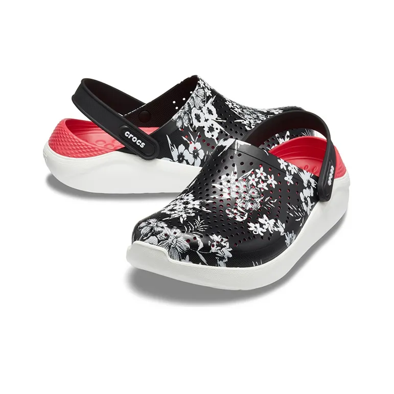 Crocs Lite Ride Hyper Floral Clogs 'Black White Red'-3