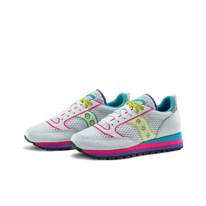 Saucony Jazz Triple Cushioning Anti Slip Wear Resistant Breathability Low Top Casual Running Shoes Women's White Blue-2
