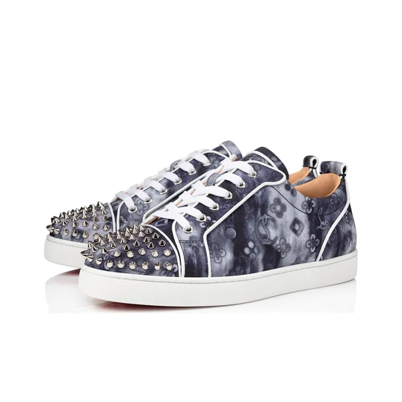 Christian Louboutin Junior Spikes Orlato Flat Silver Multi-1