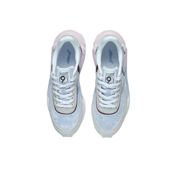 LiNing Square Durable Breathable Low-Top Sports Casual Shoes Women's Gray Blue-3