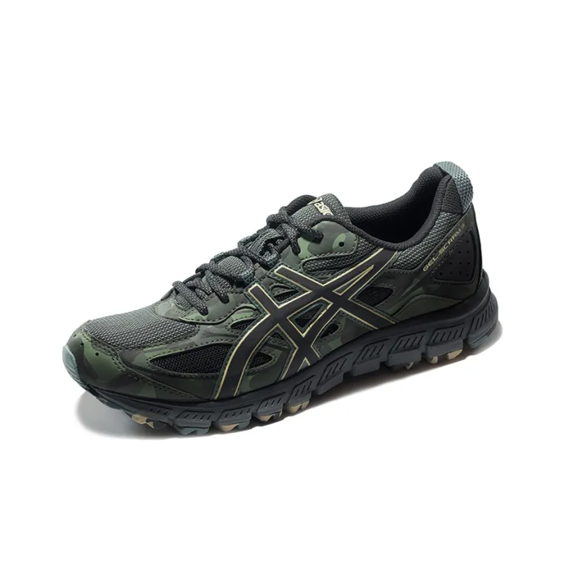 Asics Gel-Scram 3 Wear-Resistant Low-Top Running Shoes Men's Black Green-2