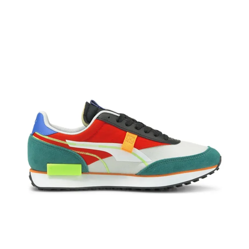 PUMA Unisex Future Rider Twofold Sd Running Shoes Green/Red/Black-1