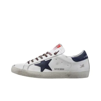 Golden Goose Super Star Low Top Stylish Skateboarding Shoes Men's White Blue Vintage Version