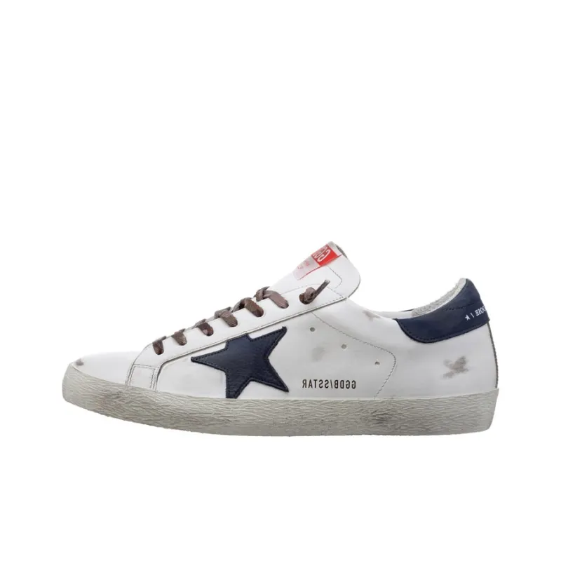 Golden Goose Super Star Low Top Stylish Skateboarding Shoes Men's White Blue Vintage Version-0