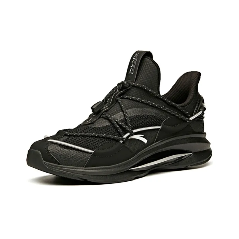 Anta Cushioned Slip-Resistant Abrasion-Resistant Breathable Low-Top Running Shoes Men's Black-1