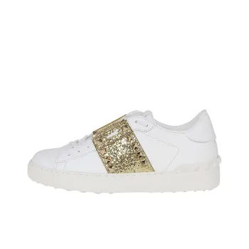 Valentino ROCKSTUD UNTITLED Rockstud Low Top Stylish Skateboarding Shoes Women's White Gold