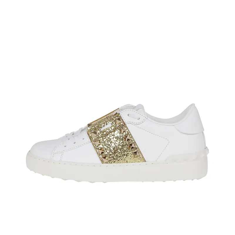 Valentino ROCKSTUD UNTITLED Rockstud Low Top Stylish Skateboarding Shoes Women's White Gold-0