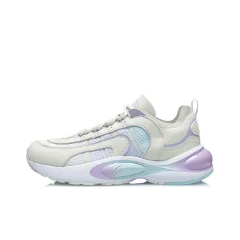 LiNing V8 Cushioning Anti Slip And Wear Resistant Low Top Running Shoes Women's White Purple