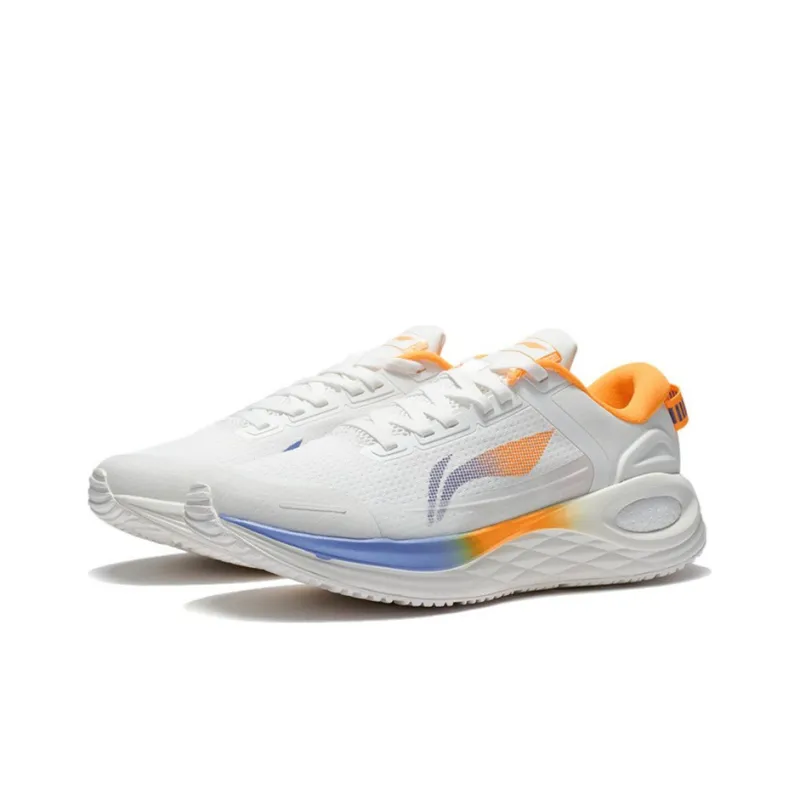 LINING Furious Rider 6.0 Essential Running Shoes Men Low Top Mist White/Fluorescent Mango Orange-2