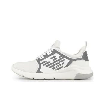 EMPORIO ARMANI Eagle Logo Cushioning, Slip Resistant, Abrasion Resistant, Lightweight Low Top Casual Shoes Unisex White