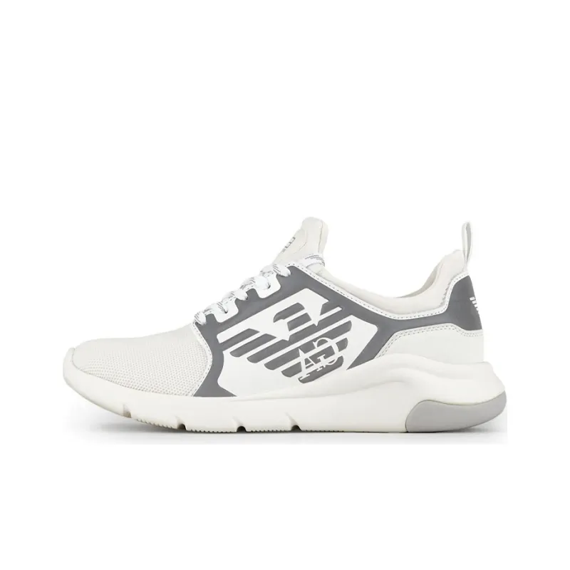 EMPORIO ARMANI Eagle Logo Cushioning, Slip Resistant, Abrasion Resistant, Lightweight Low Top Casual Shoes Unisex White-0