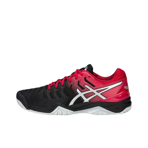 Asics Gel-Resolution 7 Wear-Resistant Low-Top Running Shoes Men's Black Red