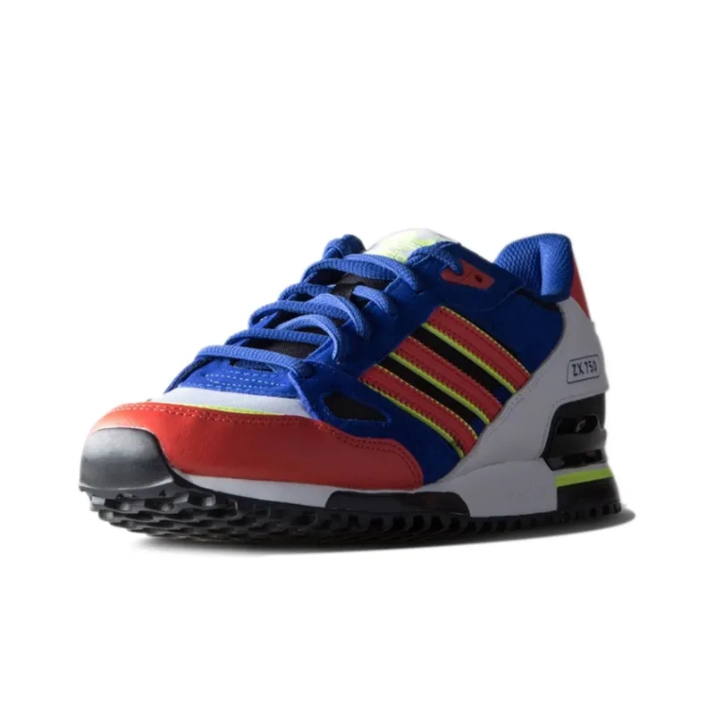 Adidas Originals ZX 750 Cushioned Wear Resistant Coverage Low Top Casual Shoes Men's Blue Red-2