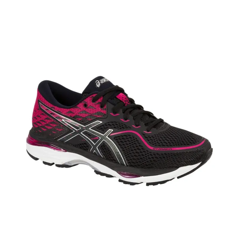 Asics Gel-Cumulus Durable Breathable Low-Top Running Shoes Women's Black Rose Red-2