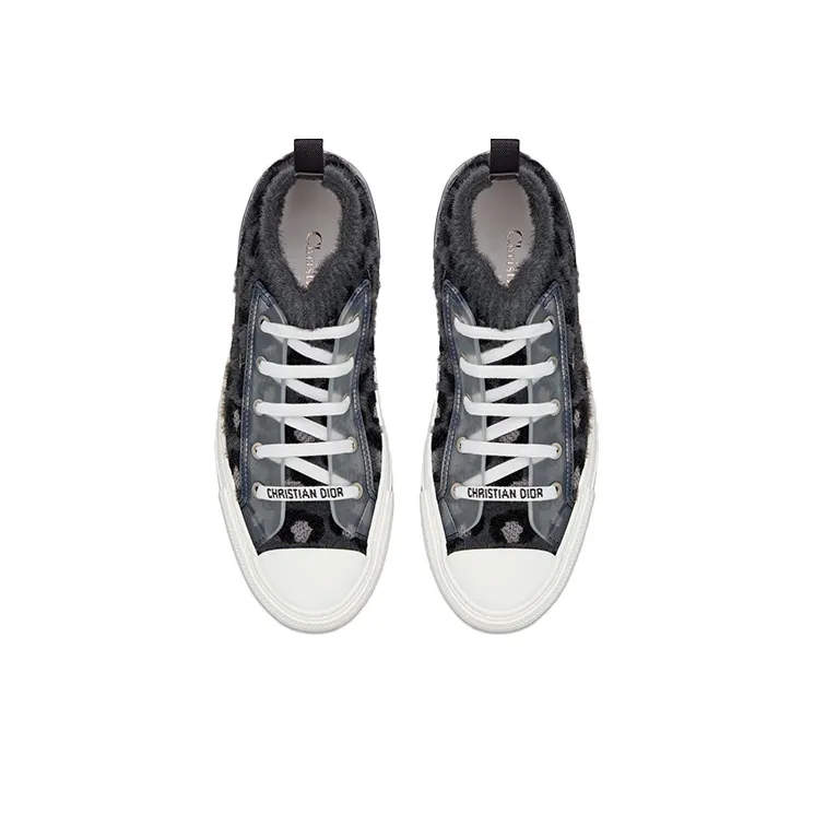 DIOR Walk'n'Dior Platform Shoes High-Top Stylish Skateboarding Shoes Women's Gray Blue-4