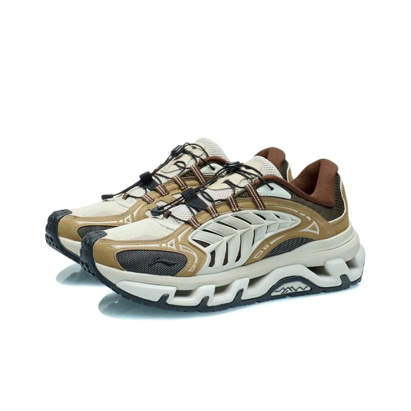 LiNing Mountains Scenery Breathable Low-Top Running Shoes Men's Yellow Gray Green-2