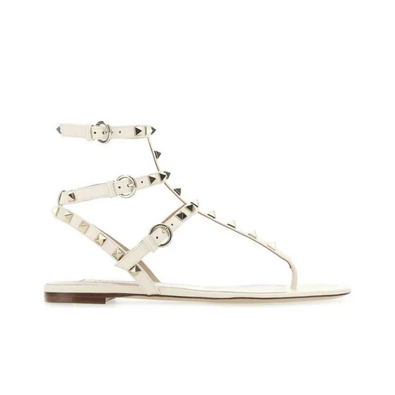 Valentino Rockstud One Strap Sandals Women's Beige-1