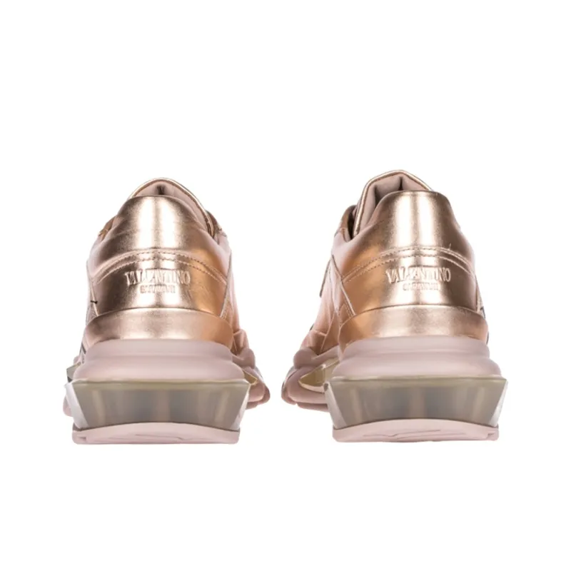 Valentino Women's Bounce 'VLTN Logo - Metallic Blush Pink'-3