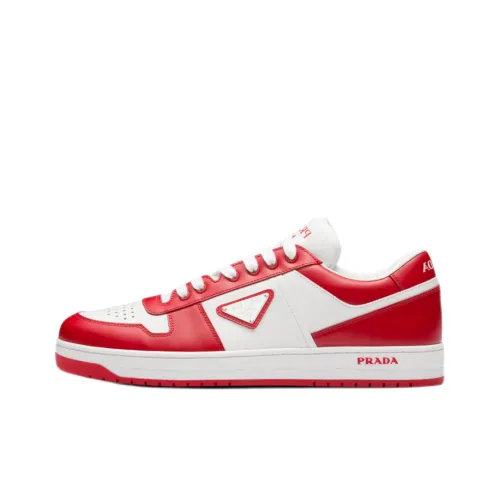 PRADA Downtown Leather Sneakers Red