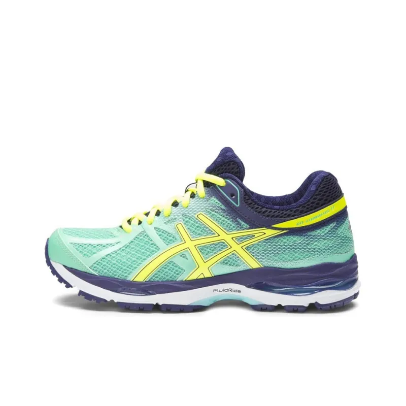 Asics Gel-Cumulus 17 Breathable Wear-Resistant Slip-Resistant Low-Top Running Shoes Women's Green Yellow-0