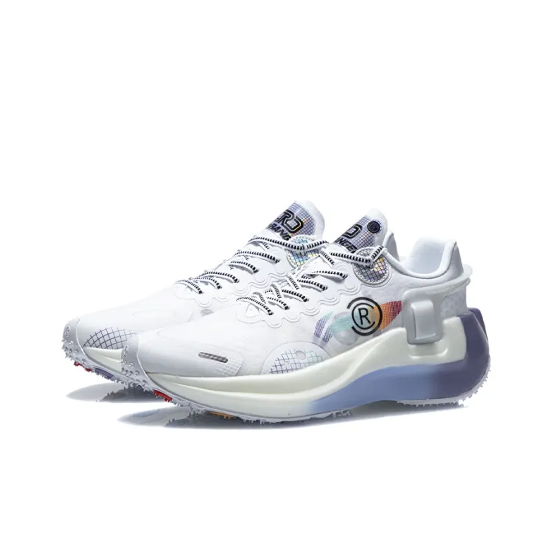 LiNing Cushioning Anti Slip And Wear Resistant Lightweight Rebound Low Top Running Shoes Men's White Blue-2