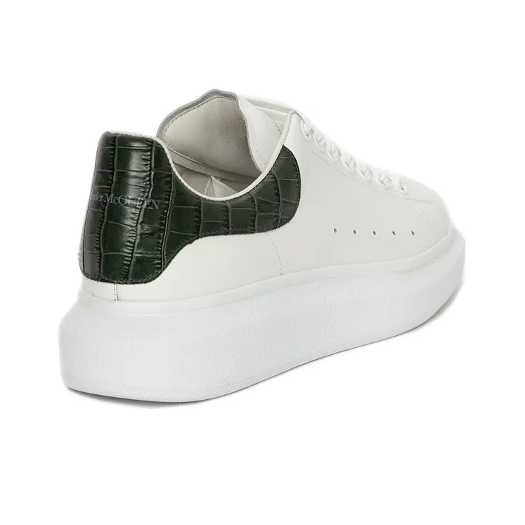 Alexander McQueen Oversized White Forest Green Embossed Croco-3