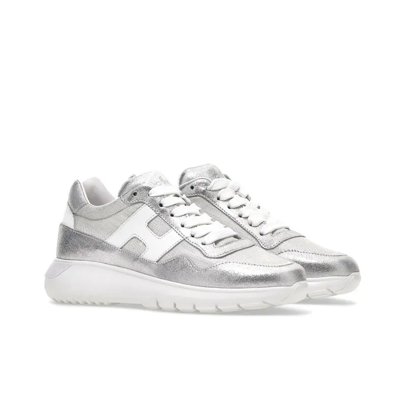 HOGAN Interactive³ Cushioning Anti-Slip And Wear-Resistant Low-Top Casual Shoes Women's Silver White-2