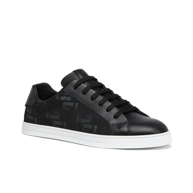 FENDI Monogram Stylish Skateboarding Shoes Men's Black-1
