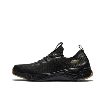 Skechers Solar Fuse Cushioning Anti-Slip Wear-Resistant Breathability Low-Top Casual Running Shoes Men's Black Gold