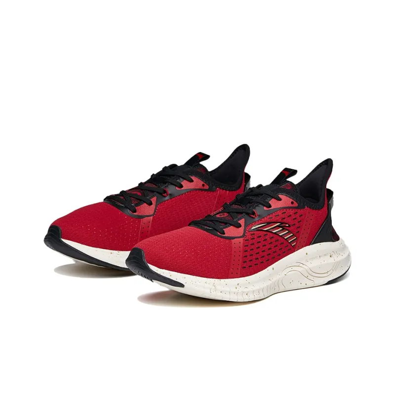 Anta Running Collection Abrasion Resistant Breathable Low Top Running Shoes Men's Black Red-1