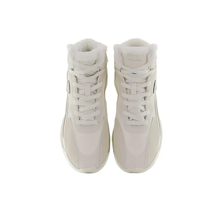 Anta Life Collection Wear Resistant Slip Resistant High Top Sports Casual Shoes Women's Light Beige White-3
