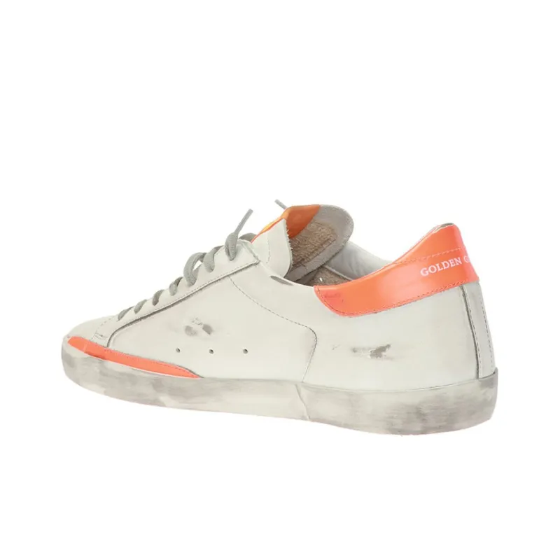 Golden Goose Super Star Low Top Skateboard Shoes Men's White Orange-3