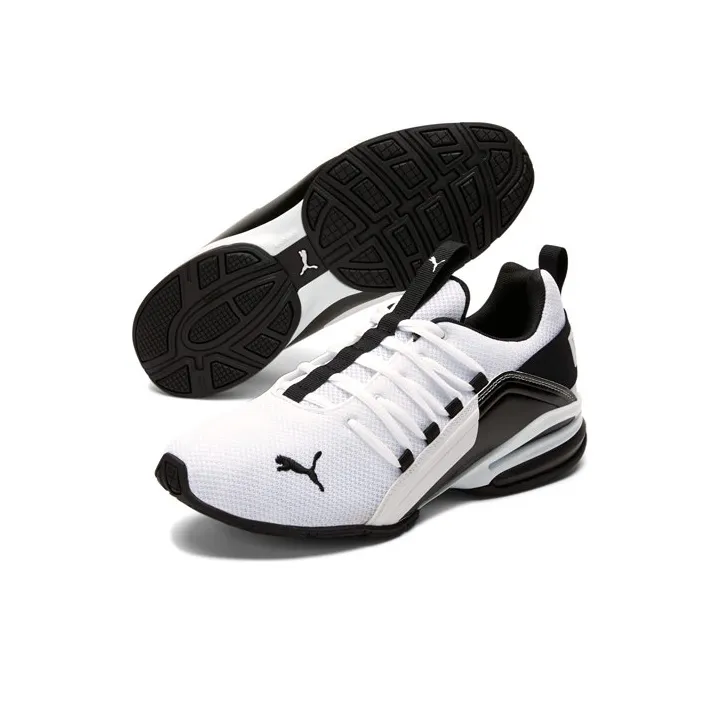 PUMA Axelion Anti-Slip And Wear-Resistant Lightweight Low-Top Running Shoes Men's White Black-3