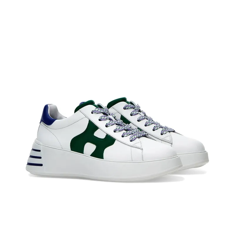 HOGAN Rebel Cushioning Anti-Slip And Wear-Resistant Low-Top Sports Casual Shoes Women's White Green-2