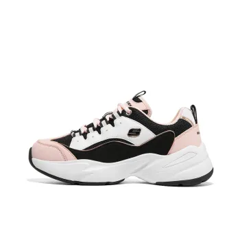 Skechers Sport Cushioned Wear Resistant Slip Resistant Low Top Casual Shoes Women's Black Pinkish