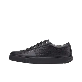 FERRAGAMO GANCINI Low Top Stylish Skateboarding Shoes Men's Black