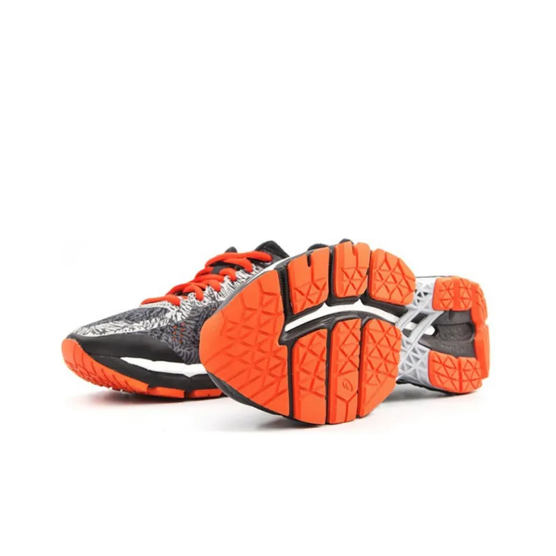Asics Gel-Kayano 22 Wear-Resistant Low-Top Running Shoes Men's Black Silver Orange-4