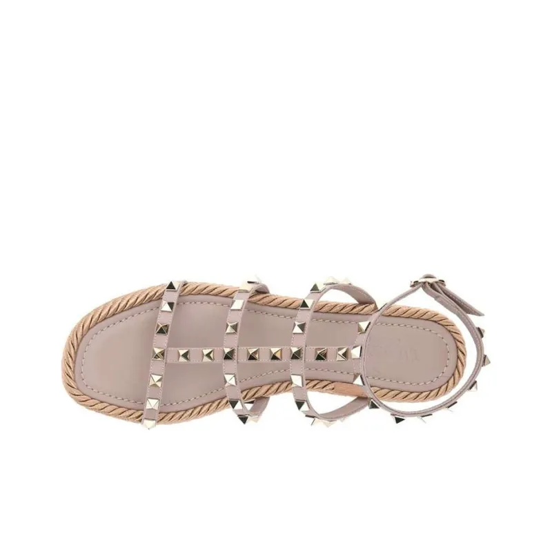 Valentino Rockstud Beach Sandals Women's Beige-3