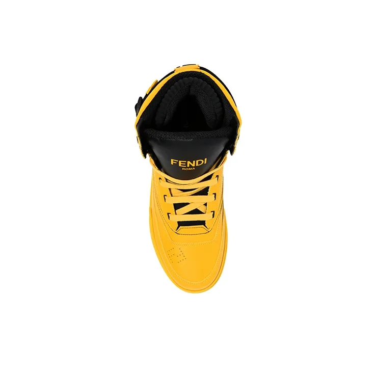FENDI Skateboard Shoes Men High-Top Yellow-3