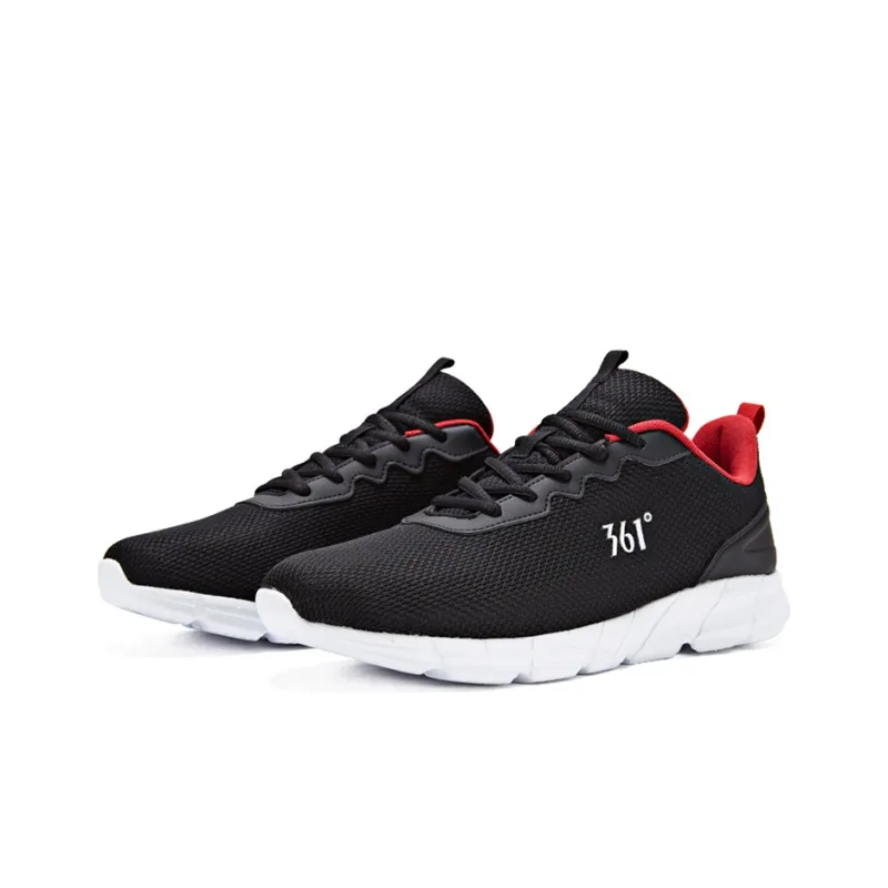361° Cushioned Slip Resistant Breathable Lightweight Low Top Running Shoes Men's Black Red-1