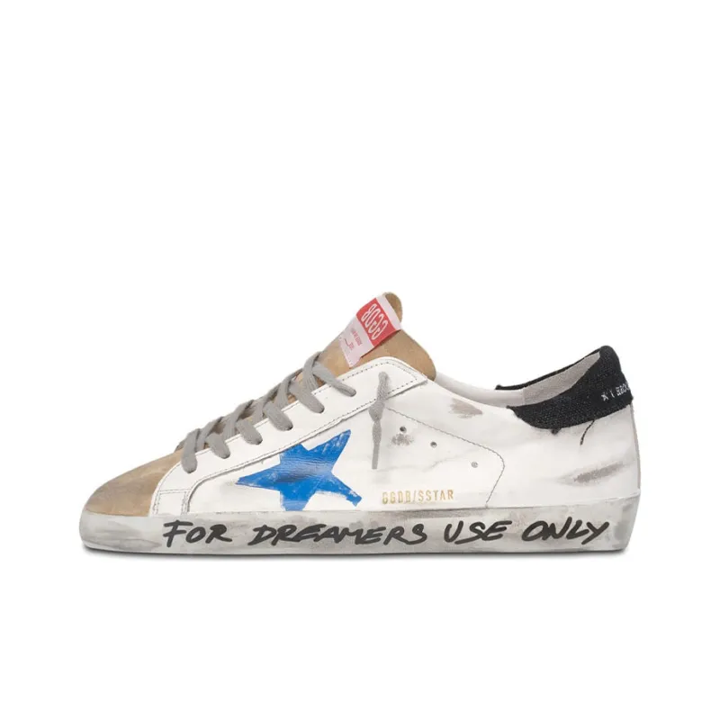 Golden Goose Super Star Stylish Skateboarding Shoes Men's White Blue Distressed Style-0