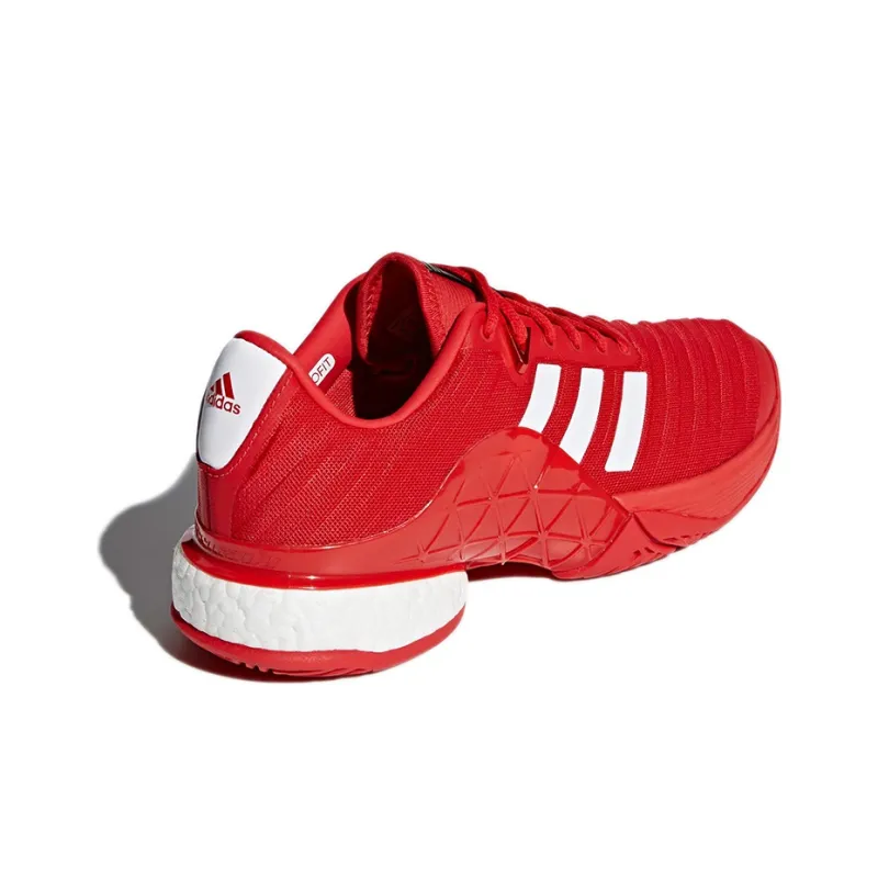 Adidas Barricade 2018 Boost Wear Resistant Low Top Tennis Shoes Men's Red White-3