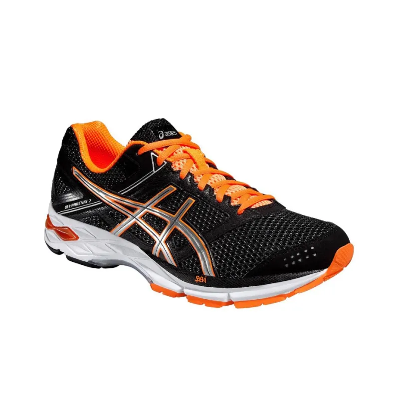 Asics Gel-Phoenix 7 Breathable Low-Top Running Shoes Men's Black Orange Silver-1