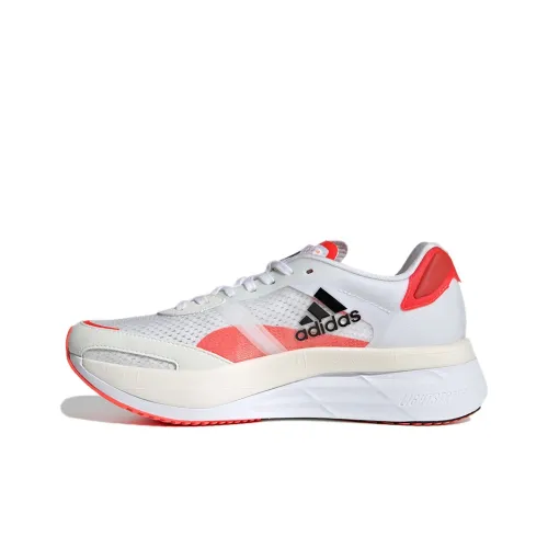 Adidas Adizero Boston 10 White Black Solar Red Women's