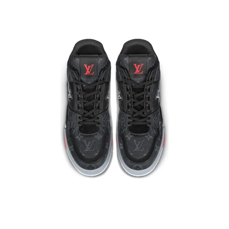 LOUIS VUITTON Trainer Sneakers 'Black Monogram Red'-3