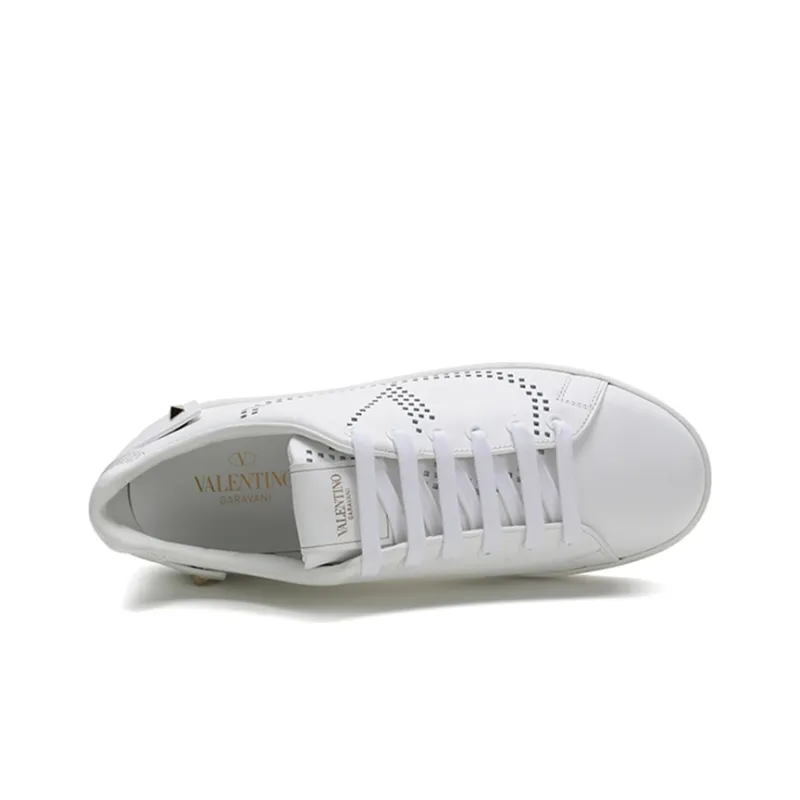 Valentino Open Low Top Skateboard Shoes Women's White-4